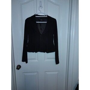 Xoxo Women’s Black Blazer With Eyehook Latch, Ruffle Bottom. Size M. B39